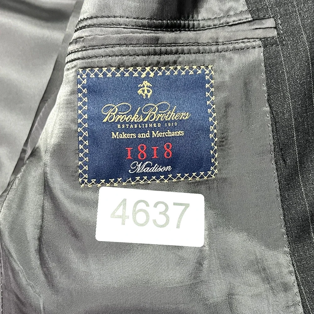 Brooks Brothers 1818 Madison Blazer Mens 44L/W39 Gray Striped Suit Jacket Wool